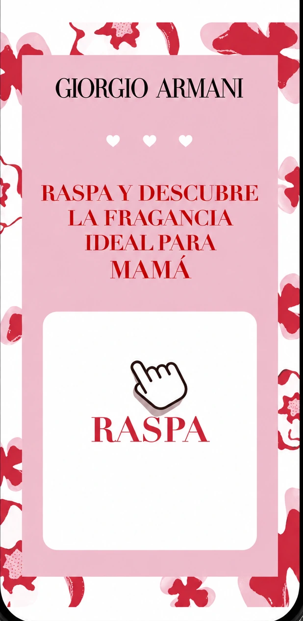 Anuncio interactivo de Giorgio Armani con una tarjeta para raspar dentro de un teléfono.