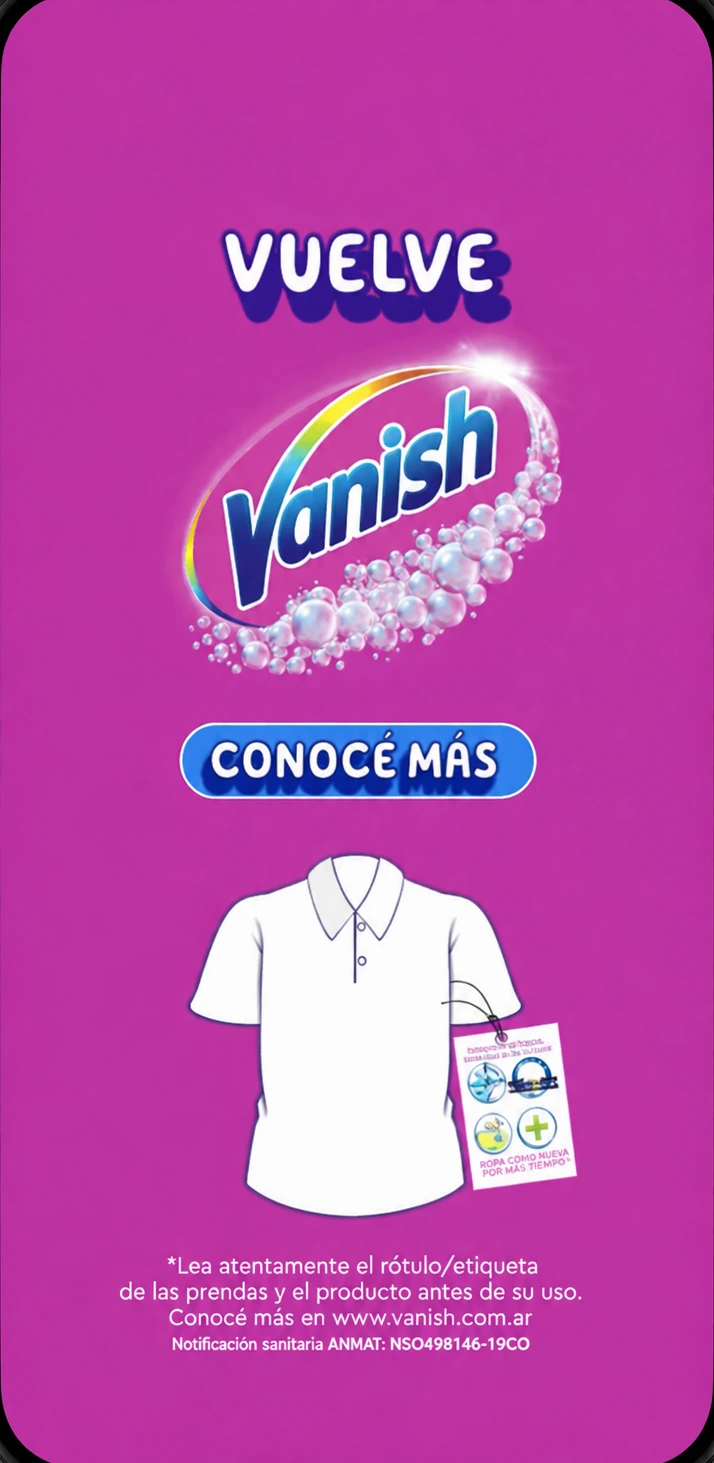 Anuncio de Vanish dentro de un teléfono.